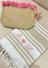 BORSA Mare tela spiaggia estate blu corallo 45x35 borsone sacca teli