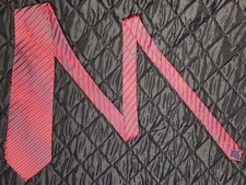 cravatta CANARINO polyester Italy rosso righe grigio vintage moda fashion