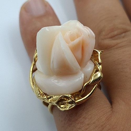 Anello vero corallo - , antico
