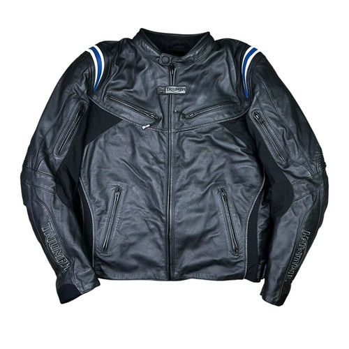 Giacca moto triumph - pelle, nera