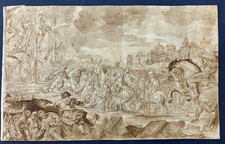 Disegno antico china acquerello crocifissione gesù gerusalemme 1810 circa