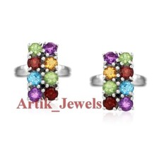 Gemelli In Argento Placcati In Oro Bianco 14K Con Design Tuti-Fruity A Più Gemme