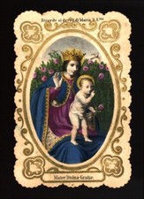 santino incisione 1800 MATER DIVINAE GRATIAE dip. a mano