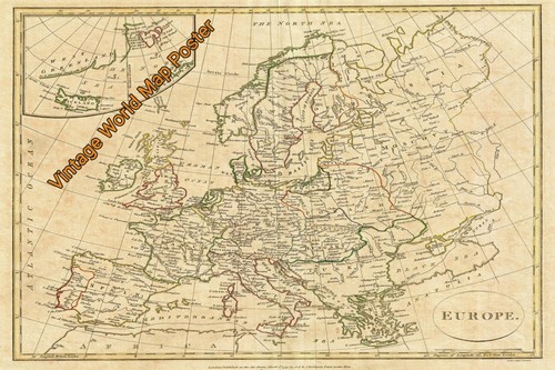 Poster vintage 1799 mappa del