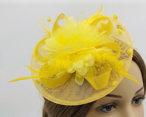 Cappello fascinator giallo - fascinator,