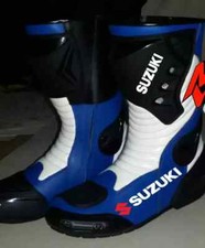 GSXR SUZUKI Stivali da Motociclista da Corsa in Pelle da Uomo CE Lunghi 38-50