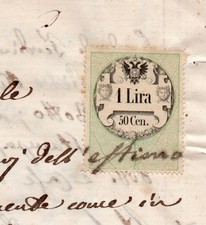 1856 FRANCOBOLLO MARCA 1 LIRA
