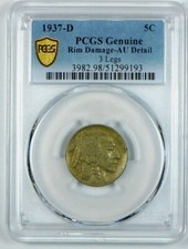 1937-D 3 gambe Bufalo Nichel -