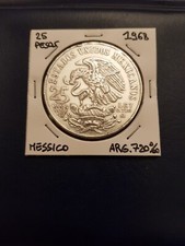 Moneta argento 25 pesos 1968