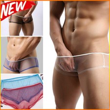 Slip uomo sexy maglia trasparente intimo boxer pantaloncini tronchetti vedi attraverso mutande