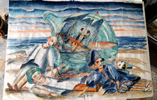 LITOGRAFIA V.MUSCATELLO DIPINTA A MANO DA EDIZIONE DI ANGELI LUCCA 70X50 cm