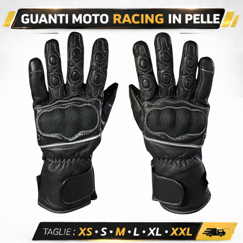 Guanti moto pelle con - guanti, in