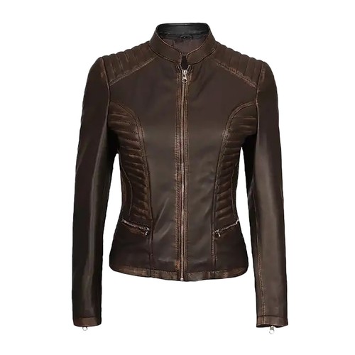 Giacca donna pelle marrone