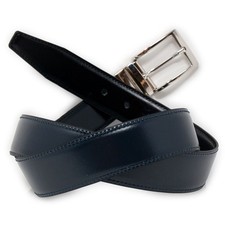 Cintura double face reversibile elegante nera blu uomo classica cerimonia 3,5 cm