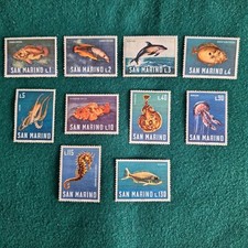 SAN MARINO 1966 FAUNA MARINA PESCI 10 VALORI  NUOVI MNH **