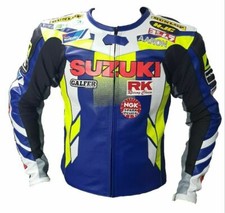 SUZUKI Giubbotto Moto in Pelle Da Corsa MOTOGP Giacca in Pelle da Motociclista