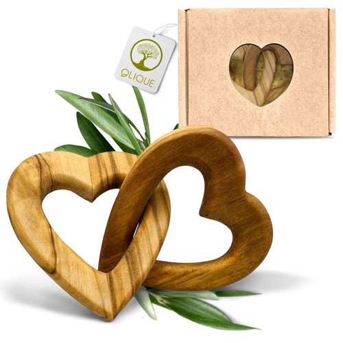 Cuore legato legno ulivo - legno,