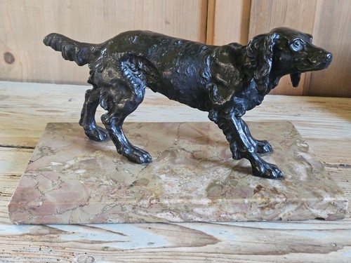 Scultura bronzo cane caccia - bronzo,