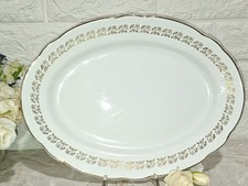 ANTICO PIATTO DA PORTATA S.C.RICHARD  CM 32X24 DECORI BORDO FIORI ORO