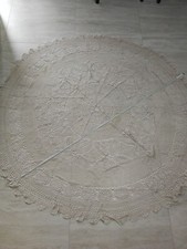 Tovaglia all’uncinetto • Rotonda• Cotone •Fatta a mano• Copritavolo • Vintage