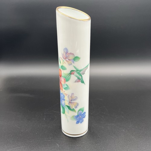 Vaso alto floreale colibrì