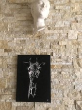 Quadro Dipinto a mano su tela '' GIRAFFA '' firmato e autenticato 40 x 30 CM