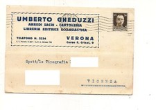 8493 cartolina pubblicitaria VENTO VERONA GHEDUZZI SACRI LIBRERIA 1940