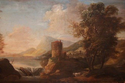 Antico olio tela paesaggio - antico,