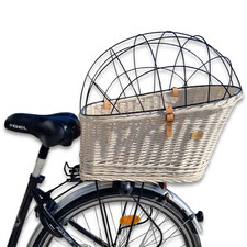 Baule per cani in vimini cestino per bici bagagliaio trasportatore ECRU XL