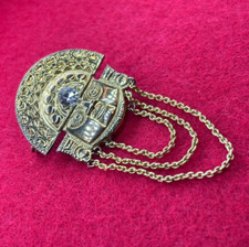 SPILLA MASCHERA ARGENTO DORATO MARCHIATO VINTAGE STILE AZTECHI MAYA INCA