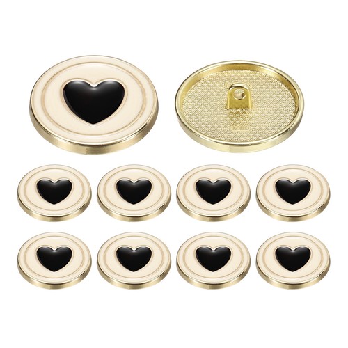 Botones corazón 5mm dorado - botones, 22.5mm