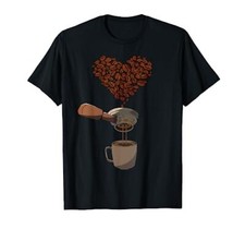 Caffettiera espresso in chicchi di caffè con cuore Barista Maglietta (R2d)