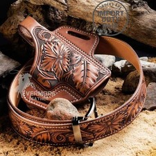 Cintura per pistola western in pelle per 1911 - OWB cintura per pistola floreale intagliata a mano