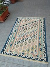 Tappeto 200 x 160 cm in buone condizioni blu giallo completo di rete Antiscivolo