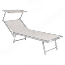 LIF Lettino Prendisole Mare Giardino Alluminio Budelli Parasole Bianco B1001 XXL