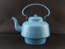 ANTICO GRANDE KETTLE BOLLITORE METALLO SMALTATO TURCHESE COUNTRY CHIC COLLECTION