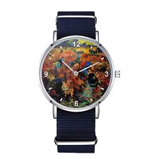 Orologio Van Gogh Red Vineyard, design artistico raccolto vibrante, regalo unisex unico