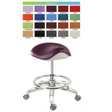 Sedia da sella Deluxe dentale in pelle PU sgabello da medico mobile controllato a piedi 