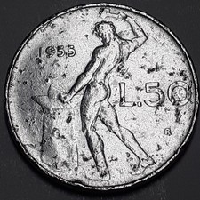 1955 50 LIRE VULCANO REPUBBLICA ITALIANA CON ERRORI DI CONIO