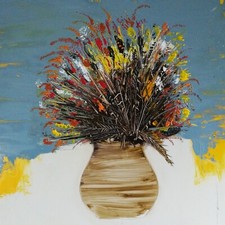 Quadro con fiori per  sala salotto floreale  50x50cm arte moderna contemporanea