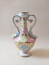 CORONETTI CUNARDO BOTTIGLIA Vaso CERAMICA Fiori  PESCI Anfora 2 anse ORO 