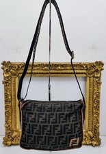 FENDI CAMERA BAG POSTINA TESSUTO Fantasia Zucca Double F Marrone con Tracolla