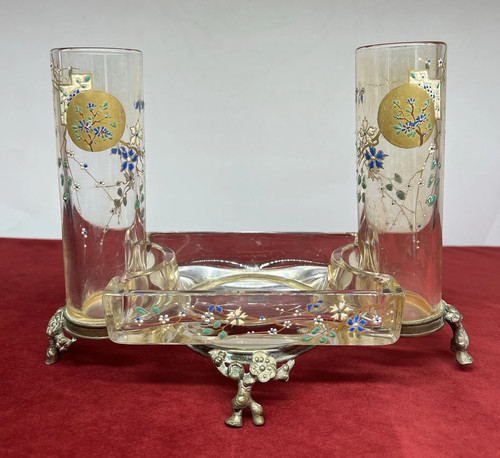Baccarat enamelled glass vase - glass,