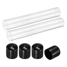 2 Pezzi Tubo Acrilico Rigido Trasparente, 34mm ID x 40mm OD 10" Tubo Plastica Rotondo con Tappo