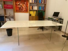 Tavolo Lago Air 220x100x75cm (gambe in vetro, piano in cristallo bianco) design