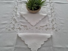 Tovaglia x12 puro lino ricamo Intaglio e Punto Pieno a mano Tablecloth handmade