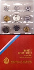 SAN MARINO. 1981, SERIE DIVISIONALE: 9 MONETE FDC, LIRE 500 ARGENTO