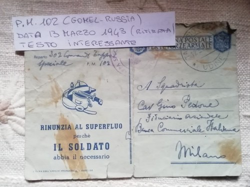 Armir posta militare 2gm - militare, regio