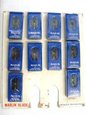 Espositore negozio armi da fuoco Marlin vintage 12 confezioni 21 lame rasoio doppio bordo