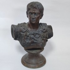 Busto in bronzo raffigurante antico romano Gaio Giulio Cesare Ottaviano Augusto